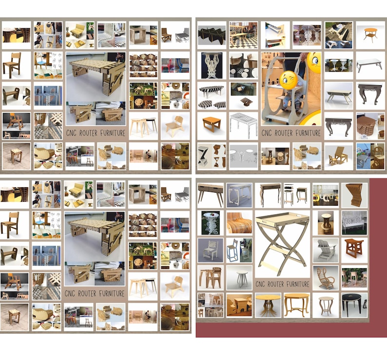 CNC furniture svg dxf ai cdr bundle, laser cut wood plans, router files chairs tables cabinets shelves woodworking designs diy 400+ files image 7