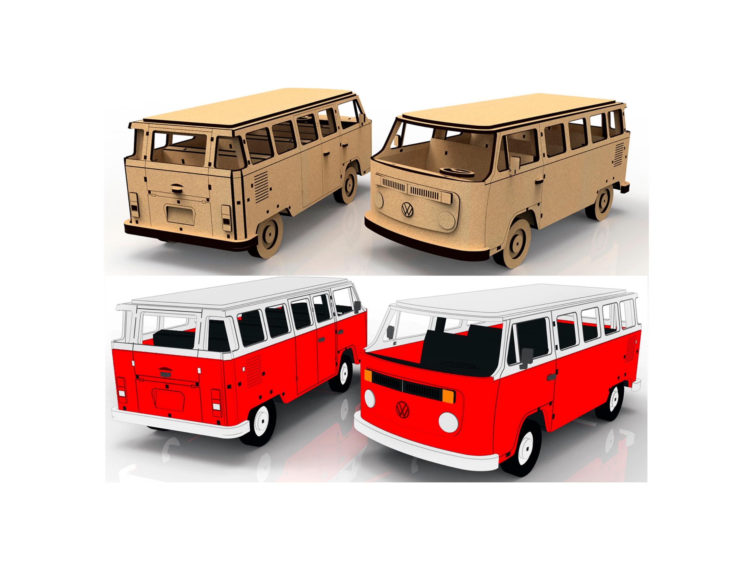 3 Miniatures Volkswagen Bus Pickup En Plastique - Échelle 1/160 - Occasion