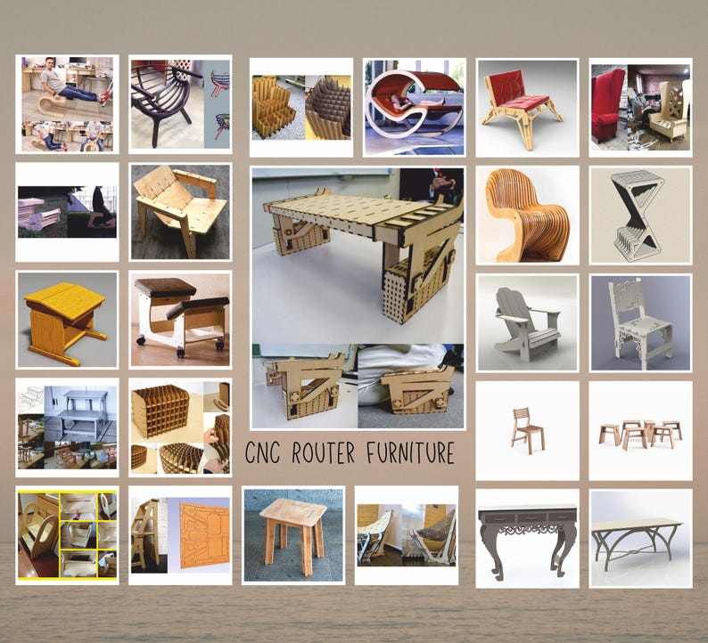 CNC furniture svg dxf ai cdr bundle, laser cut wood plans, router files chairs tables cabinets shelves woodworking designs diy 400+ files image 5