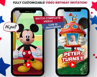 Mickey Talks! Mickey Mouse Video Invitation, Mickey Birthday Invitation, 1st Birthday Mickey, Oh Twodles Birthday, Minnie Invitation