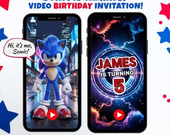 Gepersonaliseerde Sonic-videoverjaardagsuitnodiging, Super Hedgehog Party (digitaal)