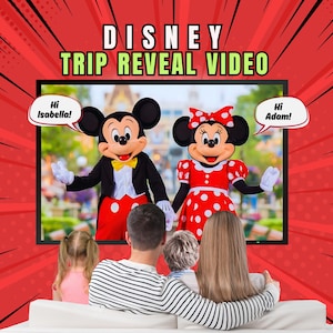 Personalized Surprise Trip Reveal Video, Mickey and Minnie Says Children's Names, Christmas Magical Trip image 1