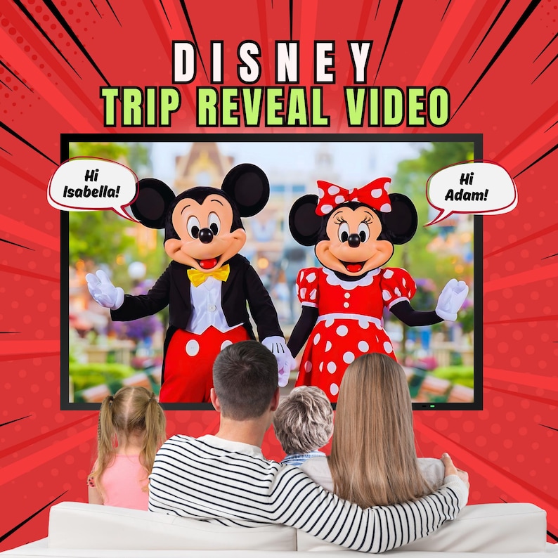 Personalized Surprise Trip Reveal Video, Mickey and Minnie Says Children's Names, Christmas Magical Trip image 1