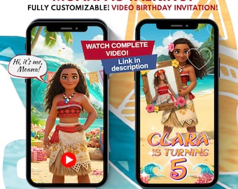 Personalized Moana Birthday Invitation, Moana Party Invite, Moana Theme Invite Hawaiian Kids Party