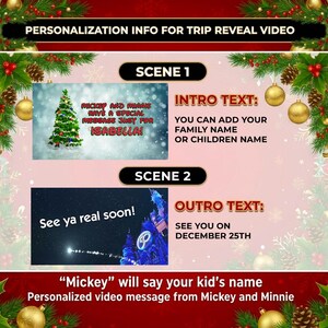 Personalized Surprise Trip Reveal Video, Mickey and Minnie Says Children's Names, Christmas Magical Trip image 3