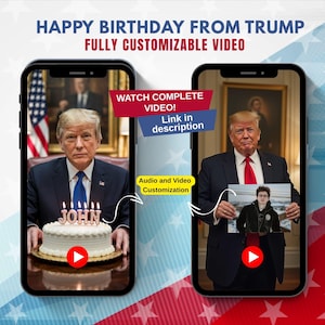 Videomessaggio di compleanno personalizzato di Trump - Divertente animazione di Trump che parla - Auguri di buon compleanno personalizzati di Donald Trump per lui, lei e i suoi amici
