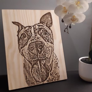 Custom Wood Burned Pet Portraits