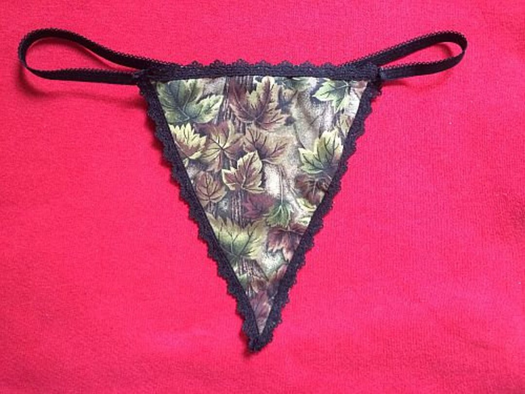 Womens FOREST GREEN CAMO String Thong Lingerie Hunting Camoflauge Underwear  Panty 