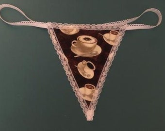 Womens CAPPUCCINO COFFEE LATTE String Thong Lingerie Underwear