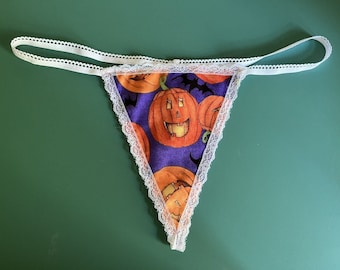 Womens HALLOWEEN PUMPKIN Costume String Thong Lingerie Panty Underwear