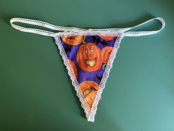 Tanga de lencería para mujer, disfraz de CALABAZA DE HALLOWEEN