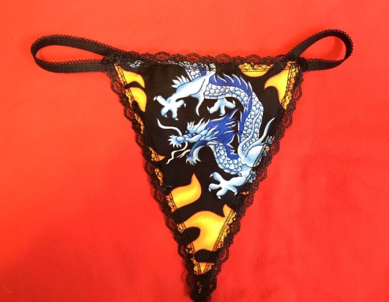 Womens CHINESE DRAGON New Year String Thong Panty Underwear zdjęcie 1