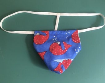 Mens Polka Dot WHALE Fish Ocean String Thong Male Underwear