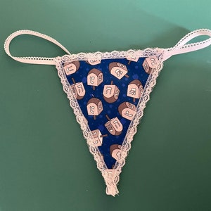 Womens DREIDEL String Thong Lingerie Holiday Panty Underwear
