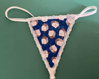 Womens DREIDEL String Thong Lingerie Holiday Panty Underwear