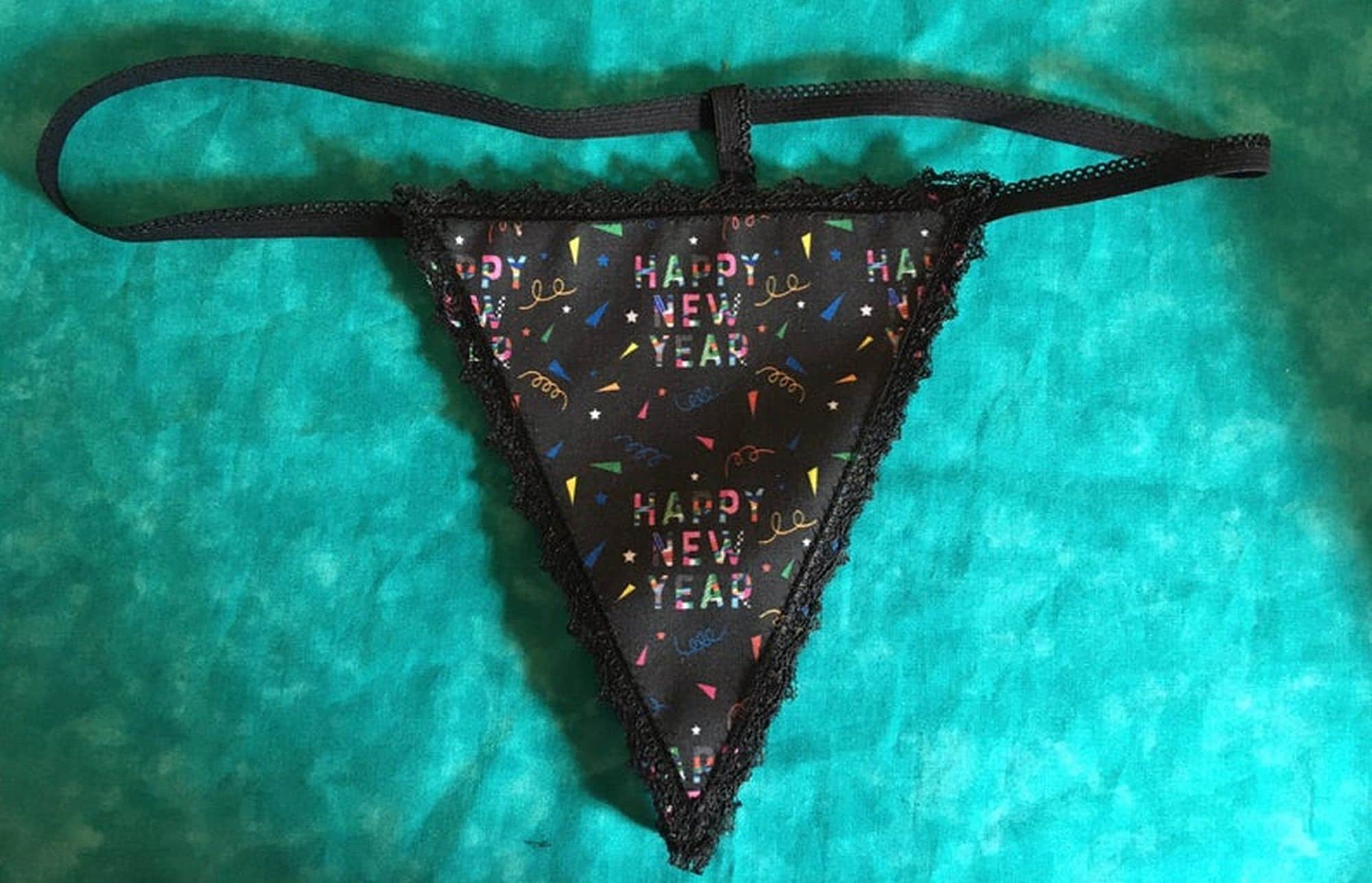 Womens HAPPY NEW YEAR String Thong Lingerie Holiday Panty Underwear 