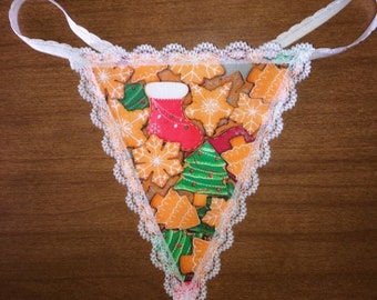 Womens CHRISTMAS STOCKING String Thong Lingerie Holiday Panty Underwear