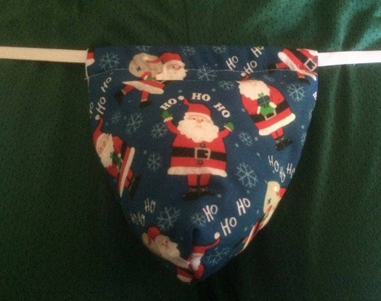 Mens Blue HO HO HO Santa G-string Thong Male Lingerie Christmas Holiday ...