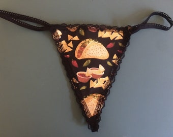 Womens TACOS Chips Dip Cinco de Mayo String Thong Lingerie ondergoed