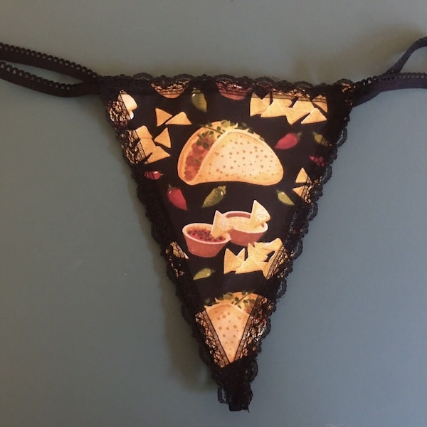 Womens TACOS Chips Dip Cinco de Mayo String Thong  Lingerie Underwear