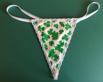 Donna Bianco IRISH SHAMROCKS St Patricks Day Perizoma Lingerie Irlanda Intimo