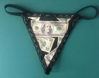 New Womens MONEY Cash Banking String Thong Panty Lingerie Underwear