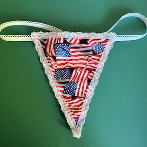 Womens USA AMERICAN FLAG String Thong Lingerie Panty Underwear