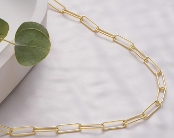 14K Gold Paperclip Chain Necklace,Minimalist Layering Chain,Everyday Chain,Everyday Chain Necklace,Necklaces for Women,Link Chain