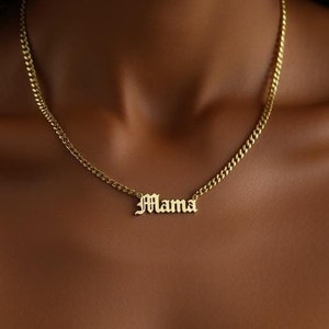 14k Gold Name Necklace with Curb Chain, Custom Name Necklace, Personalized Jewelry for Women,Personalized Gifts For Her,Mother Days Gift