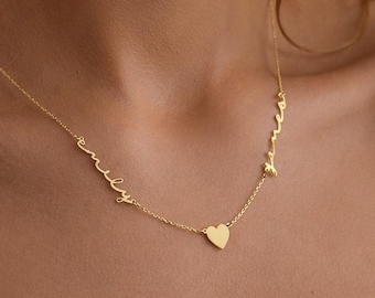 14K Gold Filled Two Name Necklace  For Mother Sister Family Personalized Chirstmas Gift