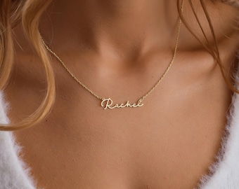 Personalized Name Necklace, Custom Script Name Pendant, Dainty Gold Name Jewelry, Minimalist Necklace, Gift for Her
