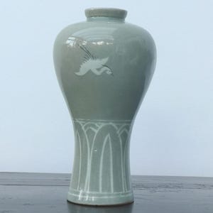 20th C. Korean Koryo Celadon Vase In Meiping Form, Circa 1950&#39;s