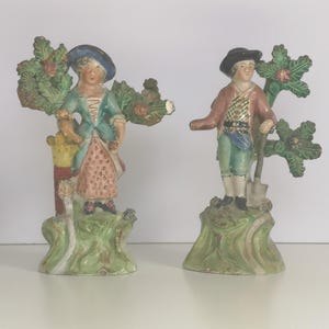 John Walton Early Staffordshire Pearlware Bocage Figures  Of Gardeners Circa 1820