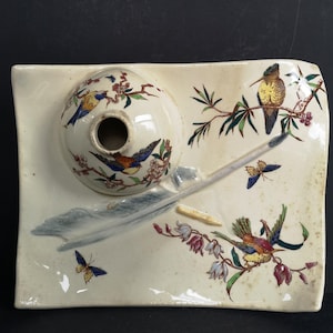 Rare 18th C. French Luneville( Keller et Guérin)  Faience Inkwell Plate, Circa 1788