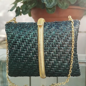 A 1960&#39;s RODO Italy Wicker & Brass Evening Or Clutch Bag