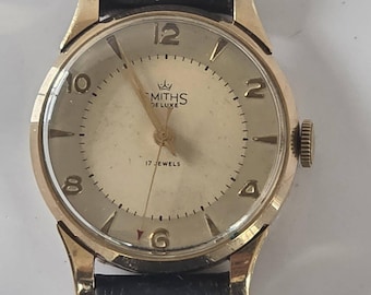 Vintage Smiths De Luxe 9 kt gouden horloge met 17 juwelen, ca. 1955, onderhouden