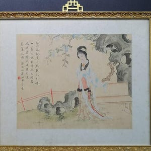 Republic Period Painting Of A Chinese Maiden In A Landscape Setting Circa 1920-1930&#39;s
