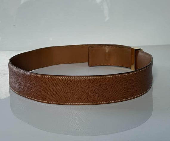 Hermés Collier De Chien Brown Leather Belt With Gold Plate  display picture 3