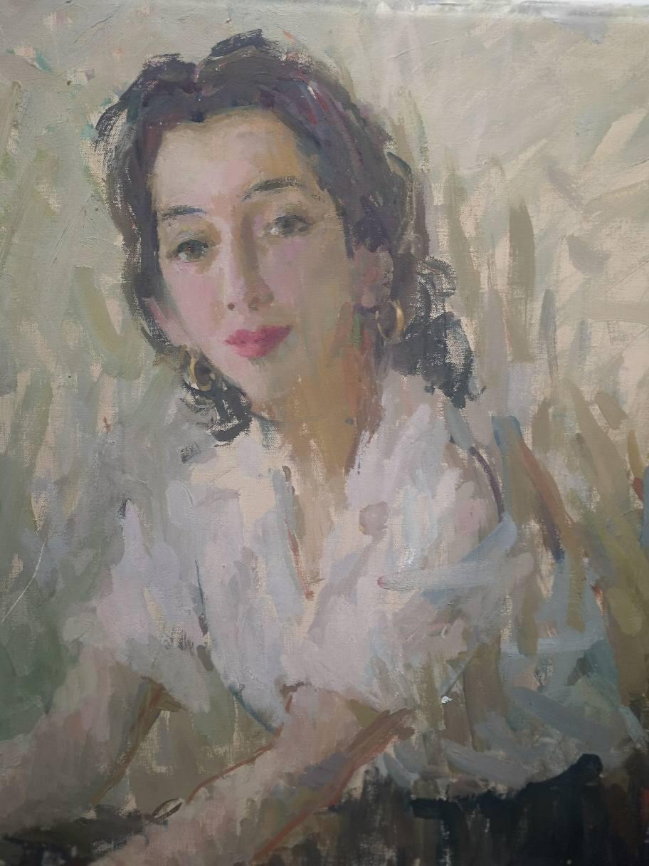 1950年代の女性の肖像画（不明）、G.ローニー作、キャンバス、無署名