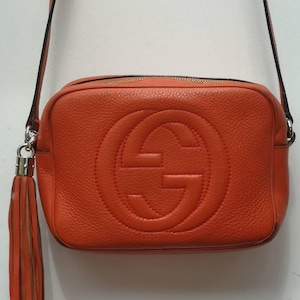 Pre-Loved Auth GUCCI SOHO Small Disco Shoulder Bag Orange Leather