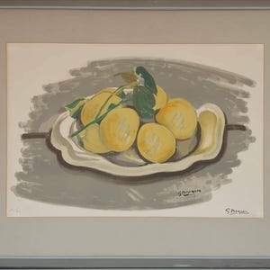 Georges Braque (1882-1963) &quot;COMPOTIER D&#39;ORANGES&quot; Original Lithograph In Colours, Signed Ca. 1955