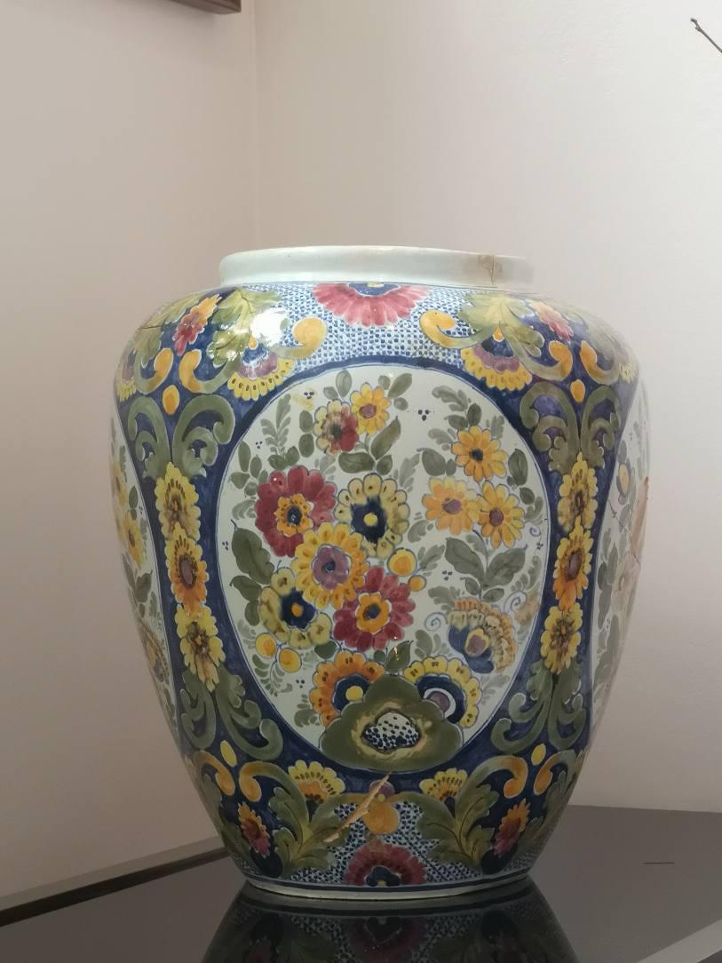 19世紀に修復されたオランダのデルフト製大型多色花瓶 - Etsy 日本
