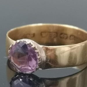 Antique Victorian 22 Karat Hallmarked Gold And Amethyst Ring, Birmingham Hallmark Date 1897