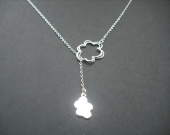 Sterling Silver Chain - line art clouds lariat