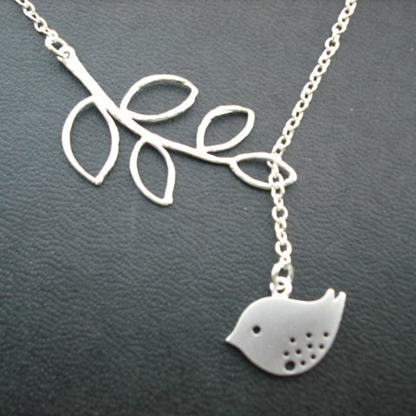 Ready to Ship -  Sterling Silver Chain - sweet little mod bird lariat