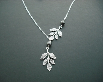 Sterling Silver Chain - Branch and Pearl Necklace - Etsy