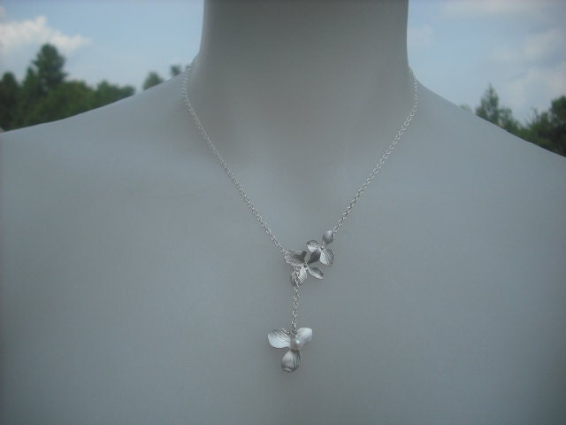 Sterling Silver Chain Orchid Flowers Lariat - Etsy