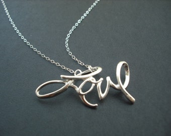 sterling silver love pendant necklace