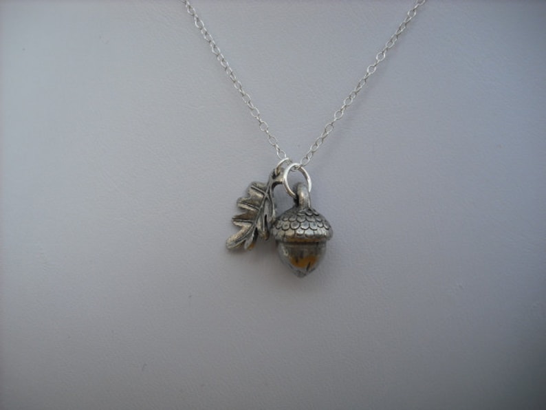 Sterling Silver Chain a little acorn necklace image 1