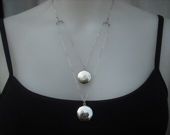 Collar de medallón, Collar de medallón de plata antiguo, Collar de medallón de doble hebra